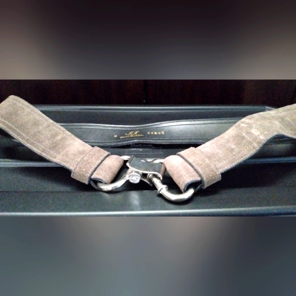 Vintage MM Taupe Suede Chrome Buckle Women's Belt M